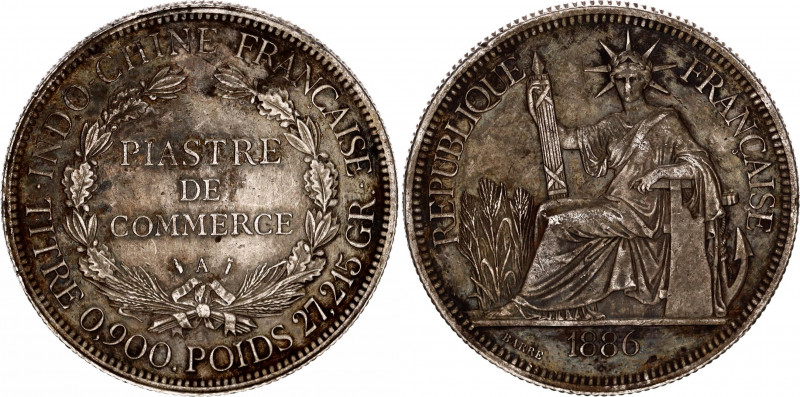 French Indochina 1 Piastre 1886 A
KM# 5, N# 4510; Silver; XF+