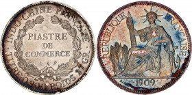 French Indochina 1 Piastre 1909 A
KM# 5a.1, N# 11287; Silver; XF with outstanding multicolour patina