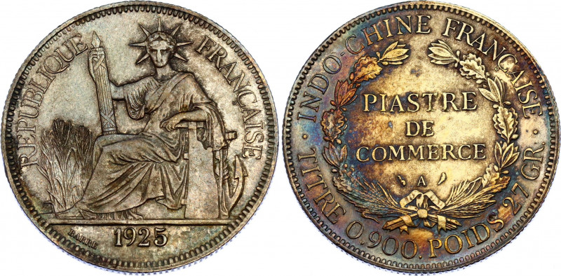 French Indochina 1 Piastre 1925 A
KM# 5a.1, N# 11287; Silver; AUNC+ with beauti...