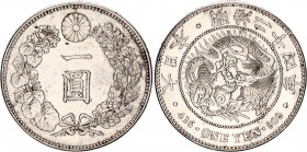 Japan 1 Yen 1887 (20) 年十二治明
Y# A25.1, Y# A25.2, JNDA# 01-10; N# 129442; Silver; Meiji (1867-1912); XF-AUNC