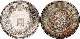 Japan 1 Yen 1892 (25) 年五十二治明
Y# 28a.2, JNDA# 01-10C; N# 135906; Silver; Meiji (1867-1912); Nice rainbow patina; AUNC