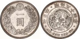 Japan 1 Yen 1901 (34) 年四十三治明
Y# A25.3, JNDA# 01-10A; N# 5505; Silver; Meiji (1867-1912); Mint luster; AUNC