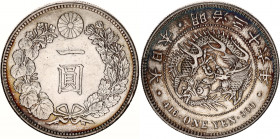 Japan 1 Yen 1903 (36) 年六十三治明
Y# A25.3, JNDA# 01-10A; N# 5505; Silver; Meiji (1867-1912); Mint luster; Nice violet patina; AUNC
