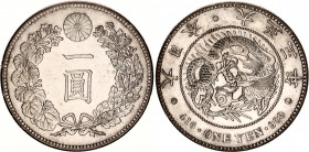 Japan 1 Yen 1914 (3) 年三正大
Y# 38, JNDA# 01-10A; N# 14259; Silver; Taishō (1912-1926); Mint luster; UNC