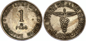 Philippines 1 Peso 1922 PM
KM# 16; Leper Colony, Culion Island; Mintage 8280; XF