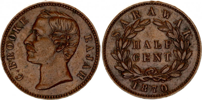Sarawak 1/2 Cent 1870 
KM# 5; Y# 6; N# 15541; Copper; Charles Brooke (1868-1917...