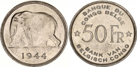 Belgian Congo 5 Francs 1944 
KM# 27, LA# BCM-20; N# 8015; Silver; Elephant; Leopold III (1934-1951); AUNC+