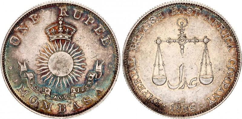 British West Africa Mombasa One Rupee 1888 
KM# 5; Victoria. Imperial British E...