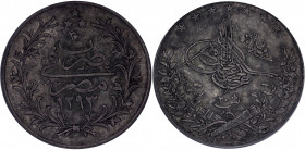 Egypt 20 Qirsh 1923 H AH 1293 // 30 PCGS XF 45
KM# 296, N# 28412; Silver; Abdul Hamid II