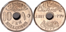 Egypt 10 Milliemes 1917 H AH 1335 NGC MS 63
KM# 316, N# 8675; Copper-nickel; Hussein Kamel; Occupation Coinage; With mint luster