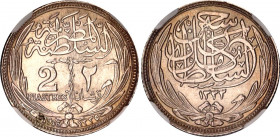 Egypt 2 Piastres 1916 AH 1335 NGC MS 63
KM# 317, N# 18223; Silver; Hussein Kamel; Occupation Coinage; With nice toning