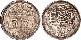 Egypt 5 Piastres 1916 AH 1335 NGC MS 63
KM# 318, N# 15843; Silver; Hussein Kamel; Occupation Coinage
