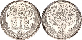 Egypt 5 Piastres 1917 AH 1335 NGC MS 63
KM# 318, N# 15843; Silver; Hussein Kamel; Occupation Coinage