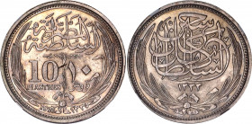 Egypt 10 Piastres 1916 AH 1335 NGC MS 64
KM# 319, N# 6040; Silver; Hussein Kamel; Occupation Coinage; Top grade for this coin