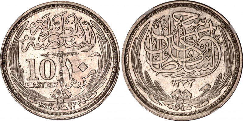 Egypt 10 Piastres 1917 AH 1335 NGC MS 62
KM# 319, N# 6040; Silver; Hussein Kame...