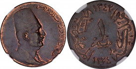 Egypt 1 Millieme 1924 H AH 1342 NGC MS 63 BN
KM# 331, N# 21758; Bronze; Fuad