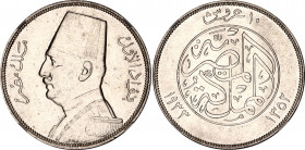 Egypt 10 Piastres 1933 AH 1352 NGC MS 62
KM# 350, N# 25075; Silver; Fuad