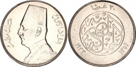 Egypt 20 Piastres 1933 AH 1352 PCGS MS 62
KM# 352, N# 17842; Silver; Fuad. Very rare in this grade.