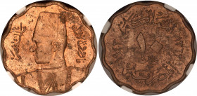 Egypt 10 Milliemes 1943 AH 1362 NGC MS 63 RB
KM# 361, N# 7132; Bronze; Farouk; With full mint luster