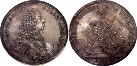 German States Bavaria Reichstaler 1738 NGC MS 61
Dav# 1942, Hahn 248. Karl Albert, 1726-1745. Munchen Mint. Stempel by F.A. Schega. Silver, UNC with ...
