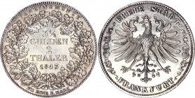 German States Frankfurt 3-1/2 Gulden - 2 Taler 1843
KM# 329, KahntDS# 182, Dav GT III# 641, N# 31097; Silver; Mintage 122.940 pcs; Krauze UNC - 650$;...