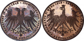 German States Frankfurt 2 Gulden 1848 PCGS MS65
KM# 337; Frankfurt. Free City "Constitutional Convention". Mintage 8600. Full mint luster, multicolor...