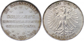 German States Frankfurt 1 Taler 1859
KM# 359, N# 33474; Silver; 100th Anniversary of Friedrich Schiller; aUNC with scratches