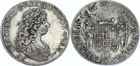 German States Pomerania 1/3 Taler 1674 DS Swedish Occupation
KM# 262; Ahlstr# 128; Silver 9.69 g.; Karl XI; Mint: Stettin; VF Toned