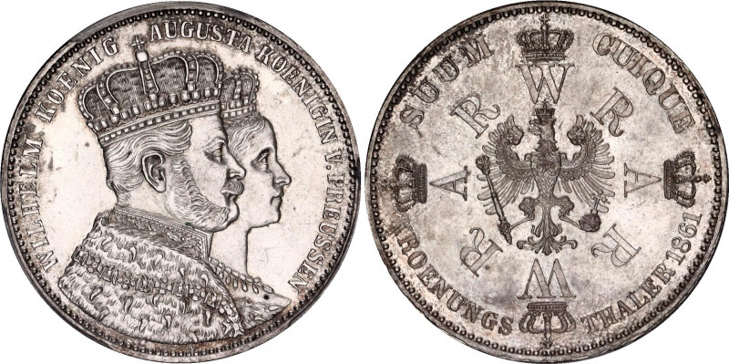 German States Prussia Taler 1861 A PCGS MS 63
KM# 488; N# 16991; Silver; Wilhel...