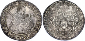 German States Saxony-Albertine 1 Taler 1584 HB
MB# 208; Dav. 9798; N# 22624; Silver; August I; Mint: Dresden; XF Toned