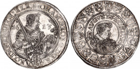 German States Saxony 1 Taler 1613 Dresden
Dav. 7573; Schnee 786; N# 47146; Silver; Johann Georg I and August (1611-1615); XF-AUNC