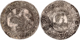 German States Saxony 1 Taler 1615 Dresden
Dav. 7573; Schnee 786; N# 47146; Silver; Johann Georg I and August (1611-1615); XF+