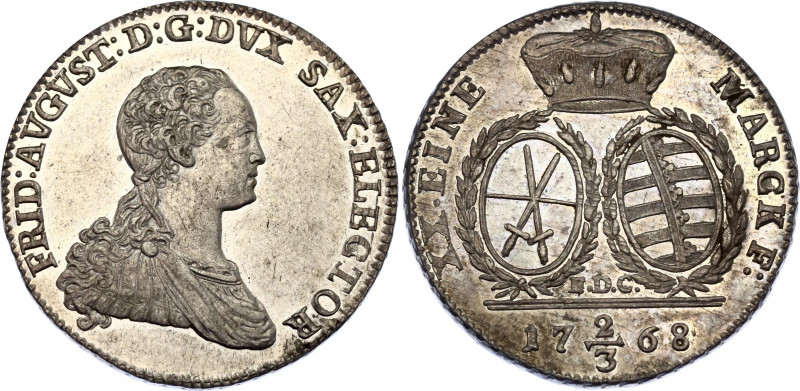 German States Saxony-Albertine 2/3 Taler 1768 EDC
KM# 981; N# 27019; Friedrich ...