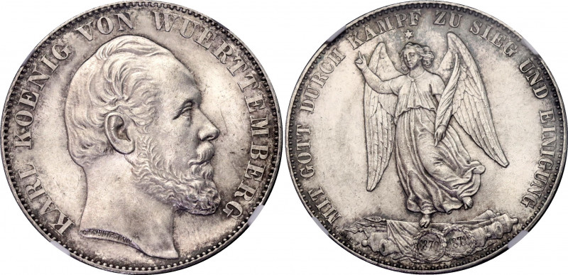 German States Württemberg 1 Taler 1871 NGC MS 62
KM# 620; AKS# 132; J. 86; N# 1...