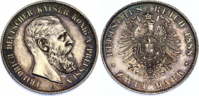 Germany - Empire Prussia 2 Mark 1888 A
KM# 510; J. 98; N# 21786; Silver; Friedrich III; Mint: Berlin; UNC Toned