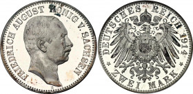 Germany - Empire Saxony-Albertine 2 Mark 1914 E PROOF NGC PF 64
KM# 1263; J. 134; Silver; Friedrich August III; Mint: Muldenhutten; UNC Proof