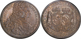 Austria Schwarzenberg Taler 1696 MIM PCGS MS62
KM# 16, Dav# 7702; Ferdinand Wilhelm Eusebius, 1683-1703. Kremnitz Mint. Marriage of Ferdinand and Mar...