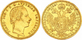 Austria Dukat 1865 E
KM# 2264; Franz Joseph I, Karlsburg Mint. Gold (.986), 3.49 g. Mintage 421 ,083. AUNC. Rare in this condition.