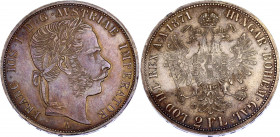 Austria 2 Florin 1871 A
KM# 2232; Franz Joseph I. Silver; AUNC, very attractive dark multicolor patina. Rare.
