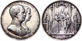 Austria Silver Medal "Marriage of Franz Joseph to Elizabeth of Bavaria" 1854 
Wurzbach-2709, Hauser-297; Silver 79.67 g., 55 mm.; By K. Lange; XF