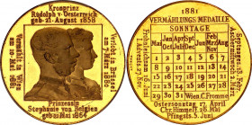 Austria Calendar Medal "Marriage of Rudolph & Stephanie" 1881 PCGS SP63
F. F. Unecht; Francis Joseph I; Marriage of the crown prince Rudolph with pri...
