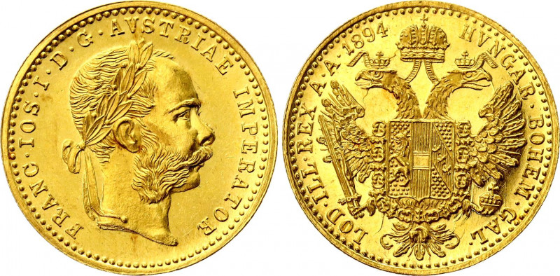 Austria Dukat 1894
KM# 2267, N# 26247; Gold (.986) 3.49 g., 20 mm.; Franz Josep...