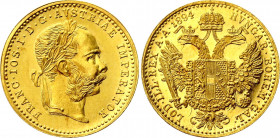 Austria Dukat 1894
KM# 2267, N# 26247; Gold (.986) 3.49 g., 20 mm.; Franz Joseph I; AUNC/UNC with mint luster & minor hairlines