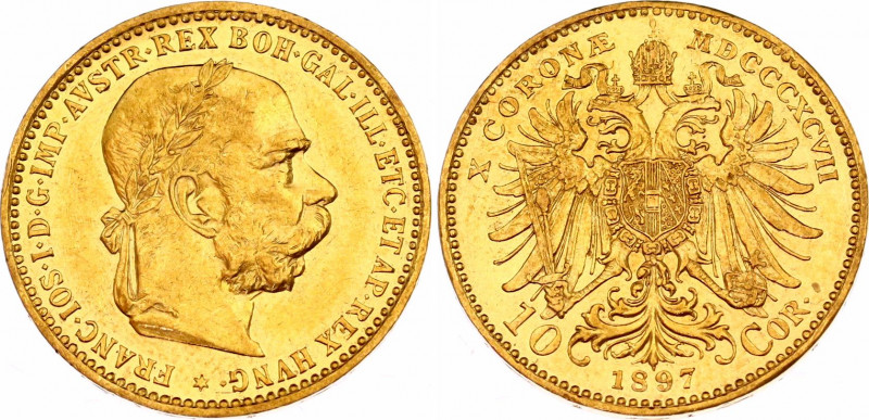 Austria 10 Corona 1897
KM# 2805; Herinek 383; Gold (.900) 3.39 g.; Franz Joseph...