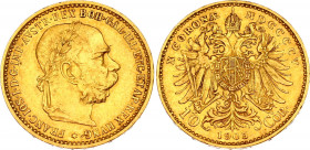 Austria 10 Corona 1905
KM# 2805; Herinek 383; Gold (.900) 3.39 g.; Franz Joseph I; Mint: Vienna; Mintage 1,933,230; AU-UNC