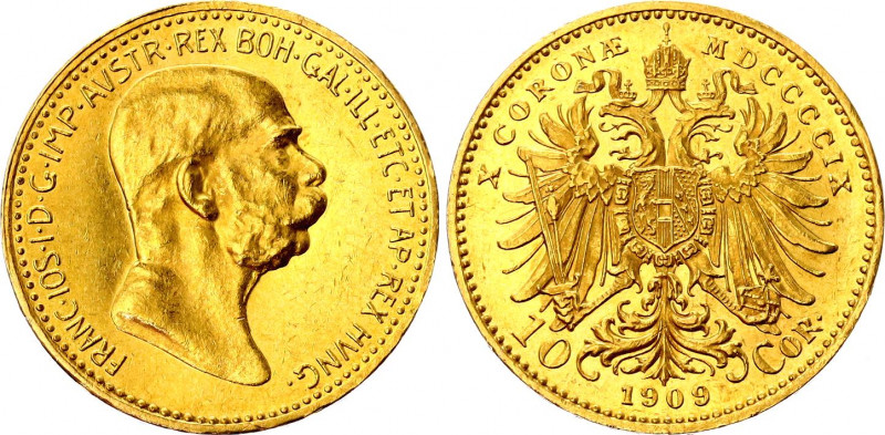 Austria 10 Corona 1909
KM# 2815, N# 14762; Gold (.900) 3.38 g., 18.95 mm.; Fran...