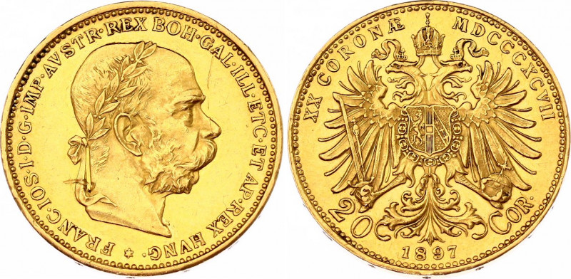Austria 20 Corona 1897
KM# 2806; Franz Joseph I, Vienna Mint. Gold (.900) 6.78 ...