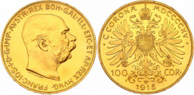 Austria 100 Corona 1915 Restrike
KM# 2819; N# 15147; Gold (.900) 33.88 g.; Franz Joseph I; UNC