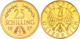 Austria 25 Schilling 1927
KM# 2841; Fr# 521; N# 14763; Gold (.900) 5.88 g.; Mint: Vienna; UNC Prooflike