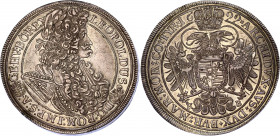 Hungary Taler 1699 KB
KM# 214.8, Dav# 3264; Holy Roman Empire. Kingdom of Hungary. Leopold I. 1657-1705. AR Taler. Körmöcbánya (Kremnitz) mint. AU-UN...